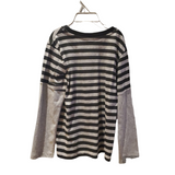 Longsleeve trouble maker gris ligner noir
