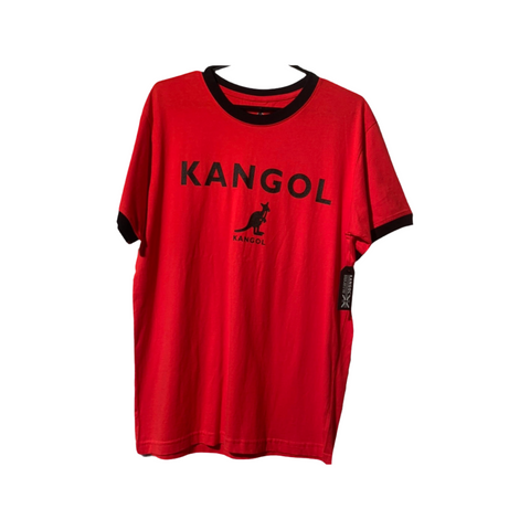 Tshirt kangol rouge avec logo et bande noir