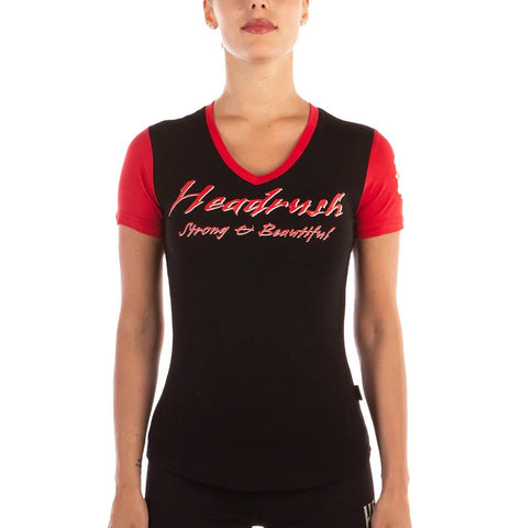 THE DEMISE V-NECK TEE BLACK AND RED