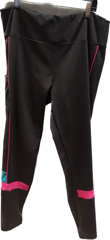 Pantalon adidas noir avec rayure rose et vert femme